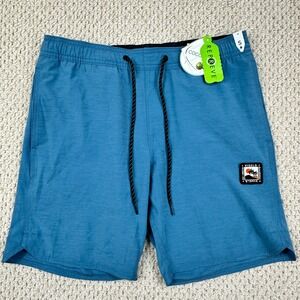 Vissla Solid Sets 17.5 Ecolastic Mens S Blue Board Shorts Stretch Surf Trunk NEW